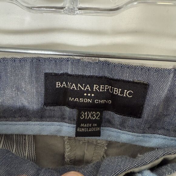 Banana Republic Mason Chino Men's 31x32 Grey Flat Front Cotton Blend Pockets - Picture 5 of 12